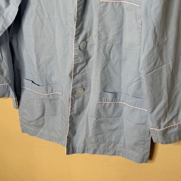 Christian Dior Shirt Mens M Blue Button Up Collared Long Sleeve Pajamas Vtg - Picture 3 of 10